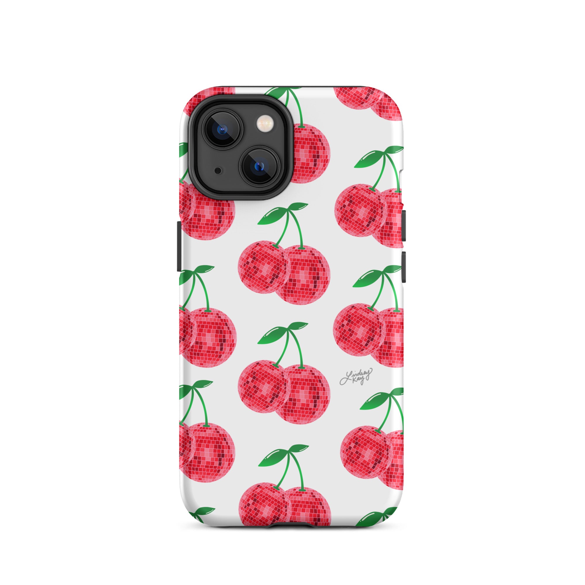 Patrón de cerezas disco rojas - Funda resistente para iPhone®